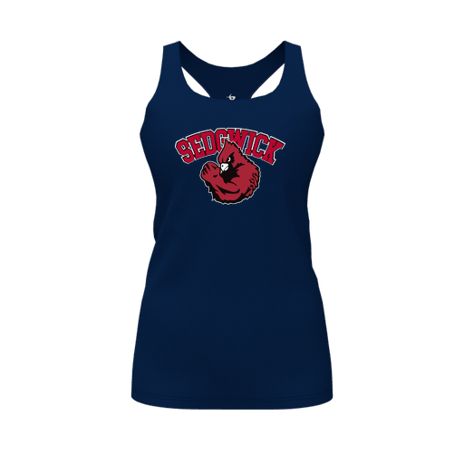 [FT0TRBNV-FYS-LOGO2] Decker Racerback Tank Top (Female Youth S, Navy, Logo 2)