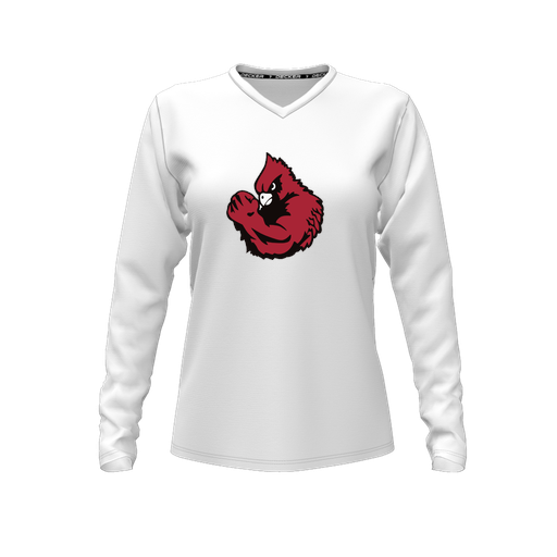 [FTLVCFWH-FYXS-LOGO1] Decker Comfort T-Shirt (Female Youth XS, White, V Neck, Logo 1, Long Sleeve)