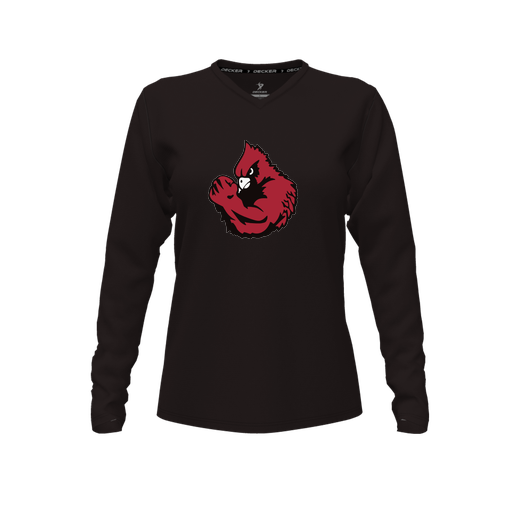 [FTLVPTBK-FYXS-LOGO1] Decker Performance T-Shirt (Female Youth XS, Black, V Neck, Logo 1, Long Sleeve)