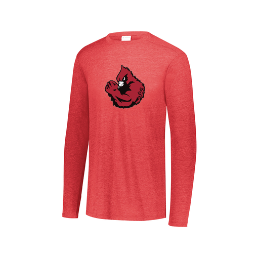 [FTLCUBRD-AXS-LOGO1] Decker Men's Tri-Blend T-Shirt - Long Sleeve (Adult XS, Red, Logo 1)