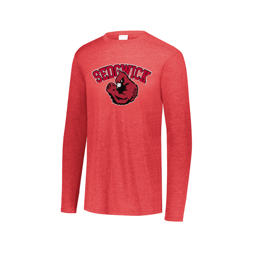 [FTLCUBRD-AXS-LOGO2] Decker Men's Tri-Blend T-Shirt - Long Sleeve (Adult XS, Red, Logo 2)